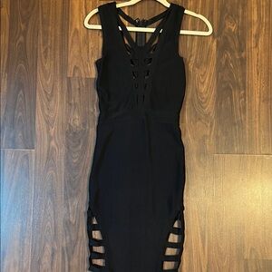 bebe Black Strappy Cutout Mini Dress